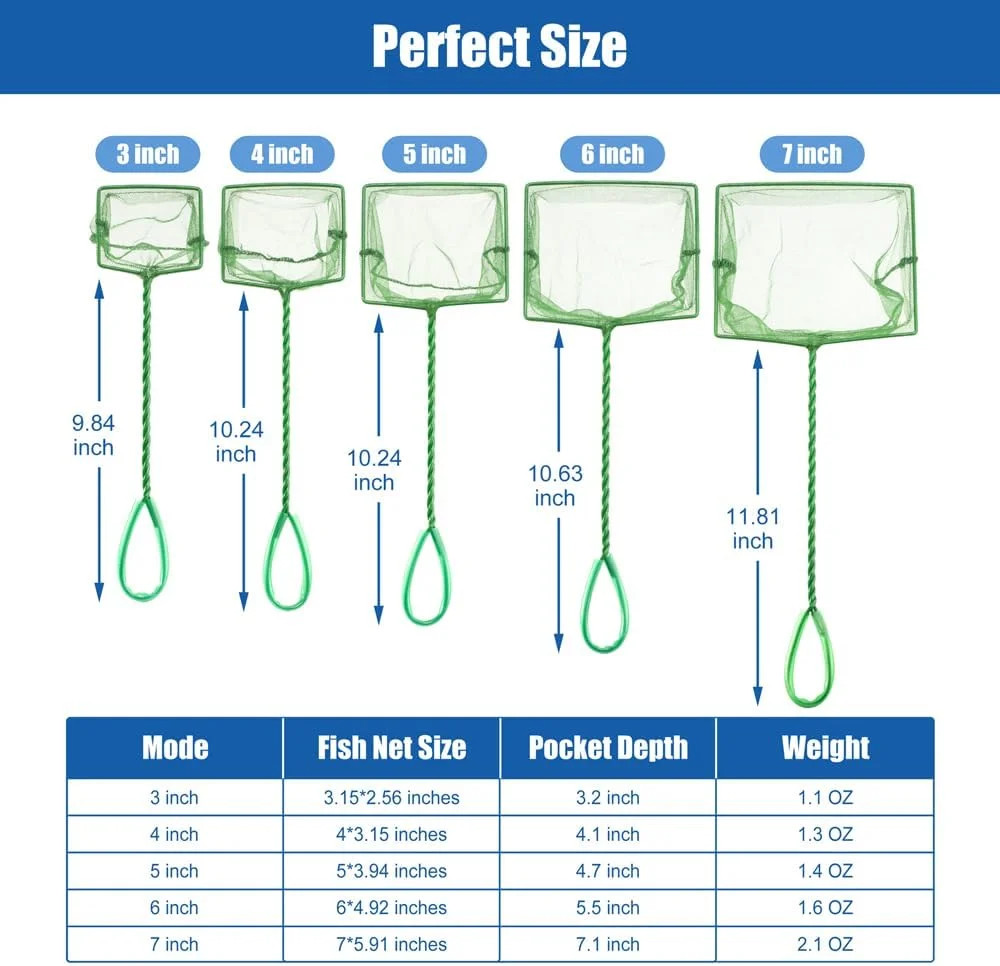 3″, Aquarium Fish Net Small Betta Fish Tank Cleaning, Soft Fine Mes