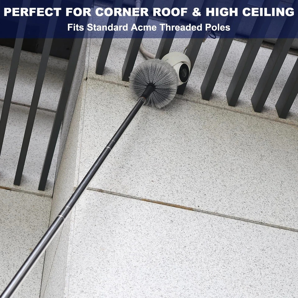 Grey Corner Cobweb Duster Head Brush – High Efficiency Twist-On Spider Web Brush