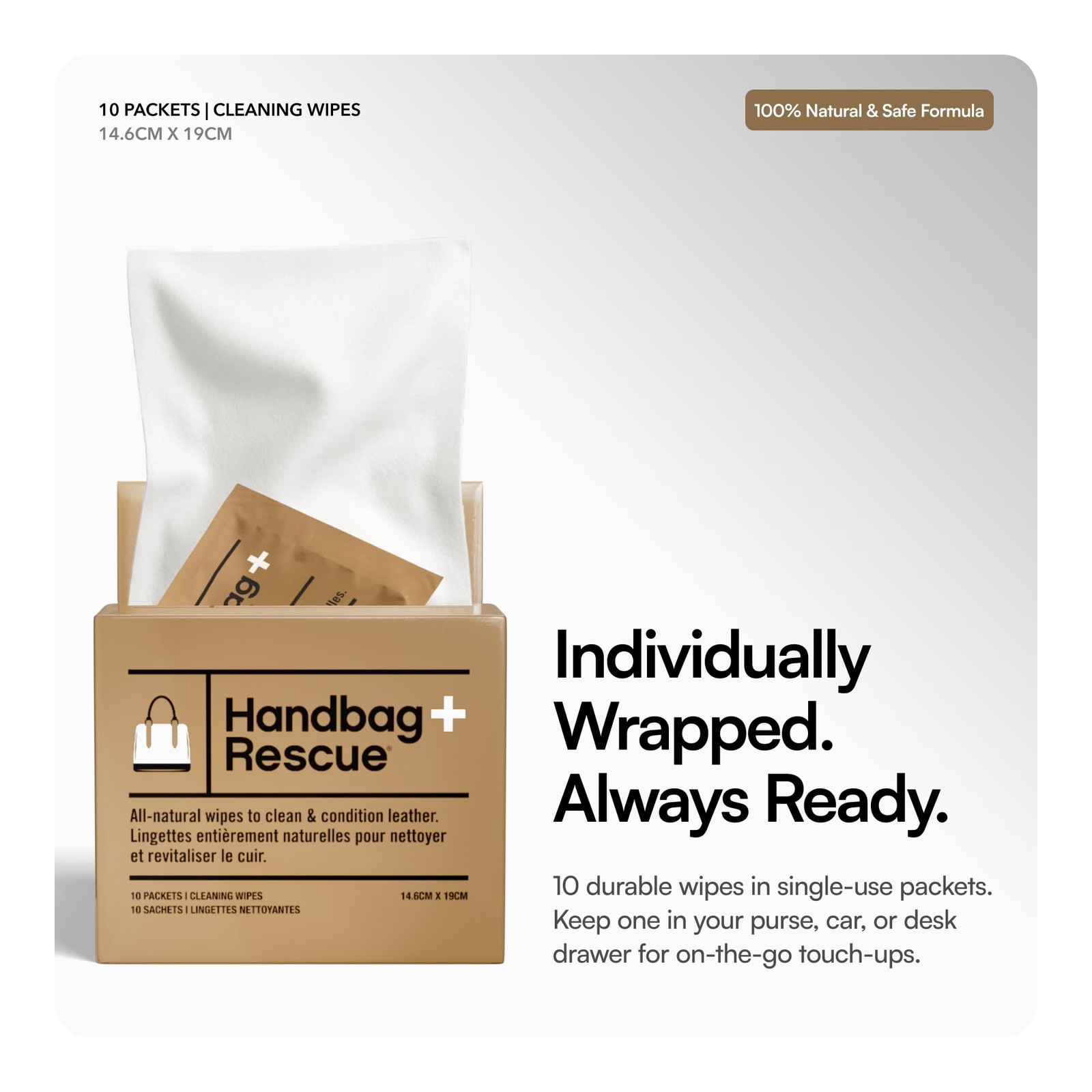 HandBagRescue All-Natural Cleaning Wipes. Remove Dirt & Surface Stains & Cond…