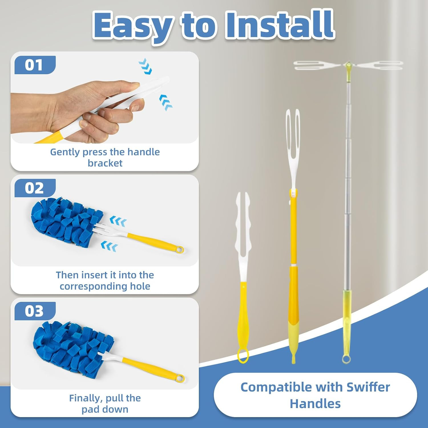 6 PCS Fleece Reusable Duster Refills for Swiffer, Washable 360 Dusters