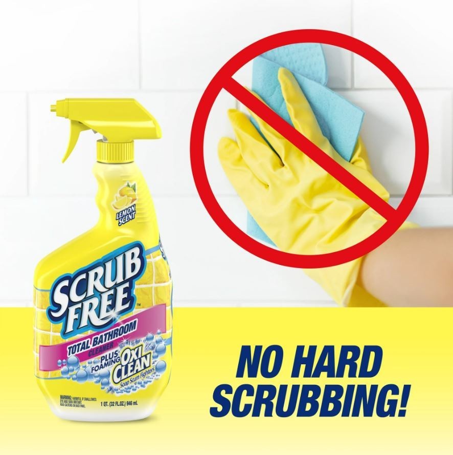 Scrub Free Total Bathroom Cleaner with OxiClean, Lemon Scent, 32 fl oz