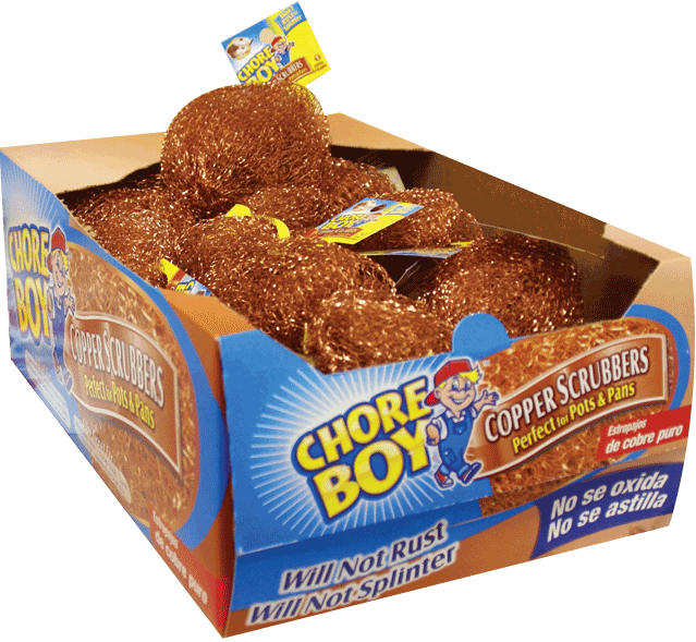 CHORE BOY COPPER SCRUBBER , 216 PIECES LOT ..100 % COPPER, NEW