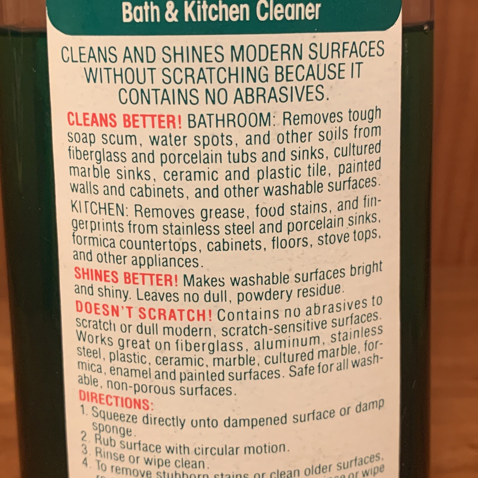 turtle wax SCRATCH GUARD Bath & Kitchen Cleaner VINTAGE 1987 Non Abrasive RARE