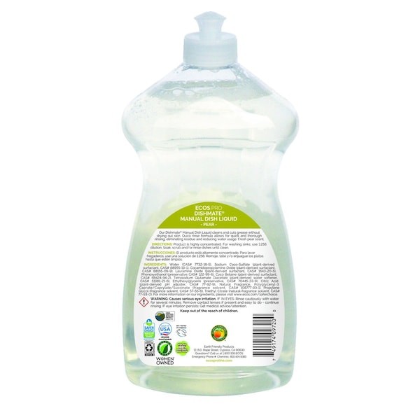 Ecos Pro Pl9720/6 Dish Soap, Clear, 25 Oz, Pear, Pk6