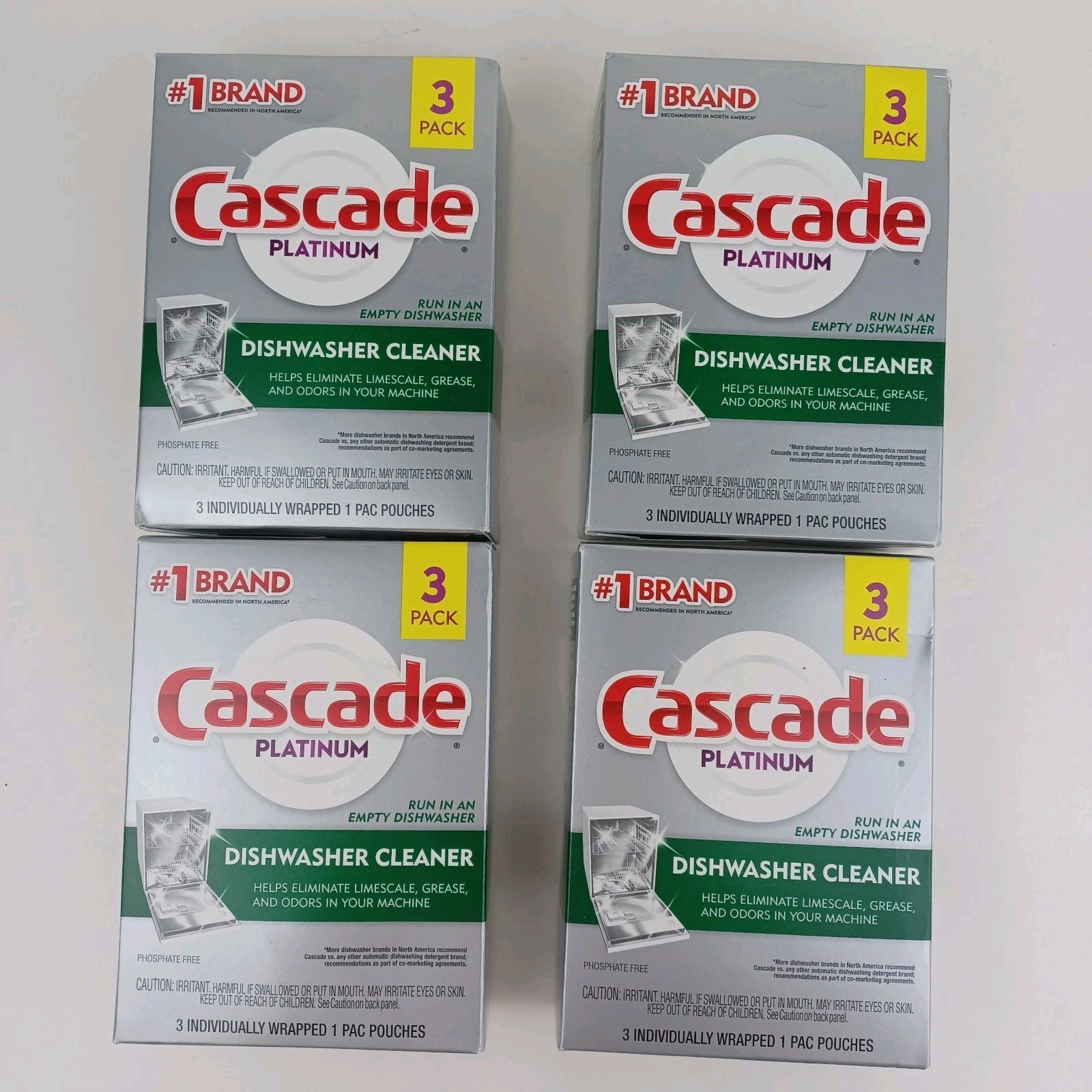 4 Cascade Platinum Dishwasher Cleaner 3 Packs — 4 Boxes NEW UNOPENED