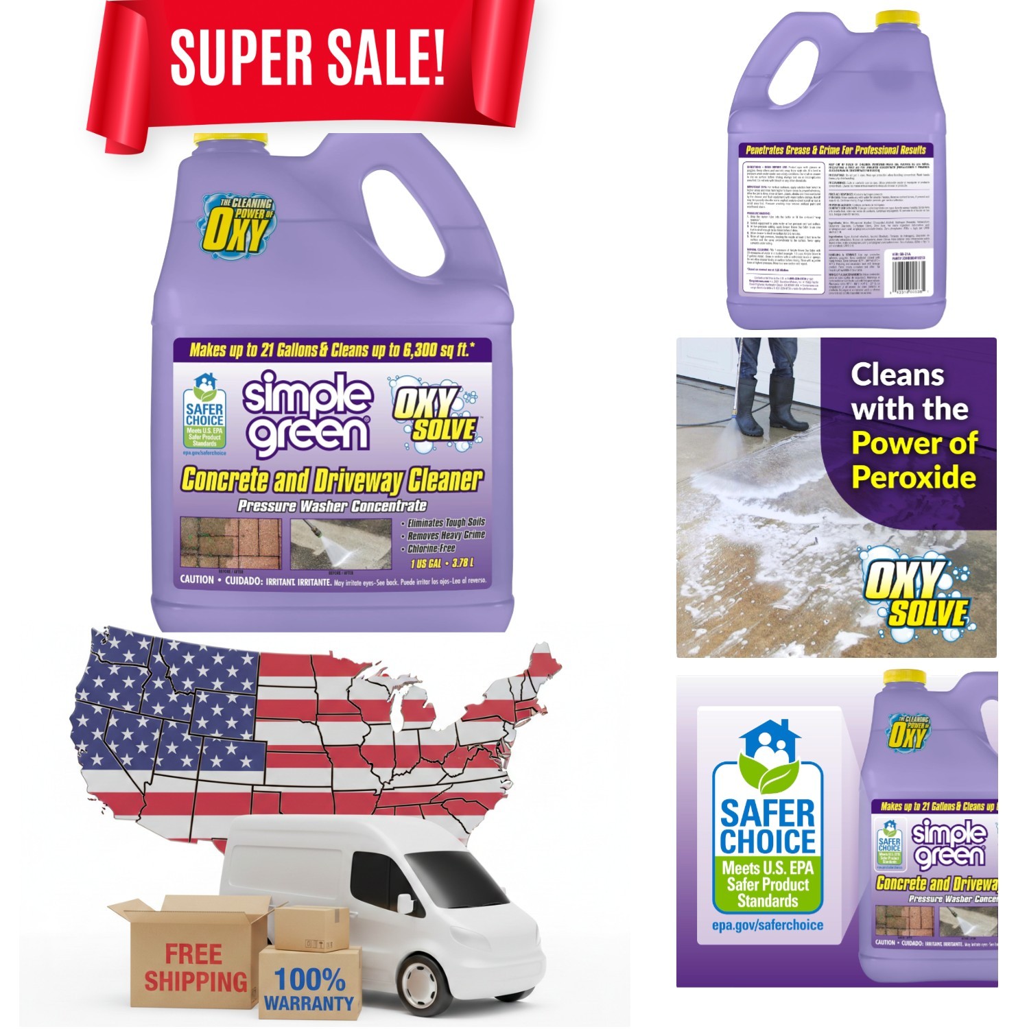 Oxy Solve Driveway Cleaner – 128 Fl.Oz Biodegradable Pressure Washer Solution