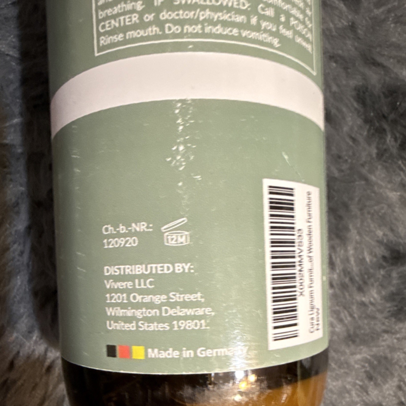 Cura Lignum Furniture Restorer Vegan Natural No Mineral Oil 17 fl oz 500 ml