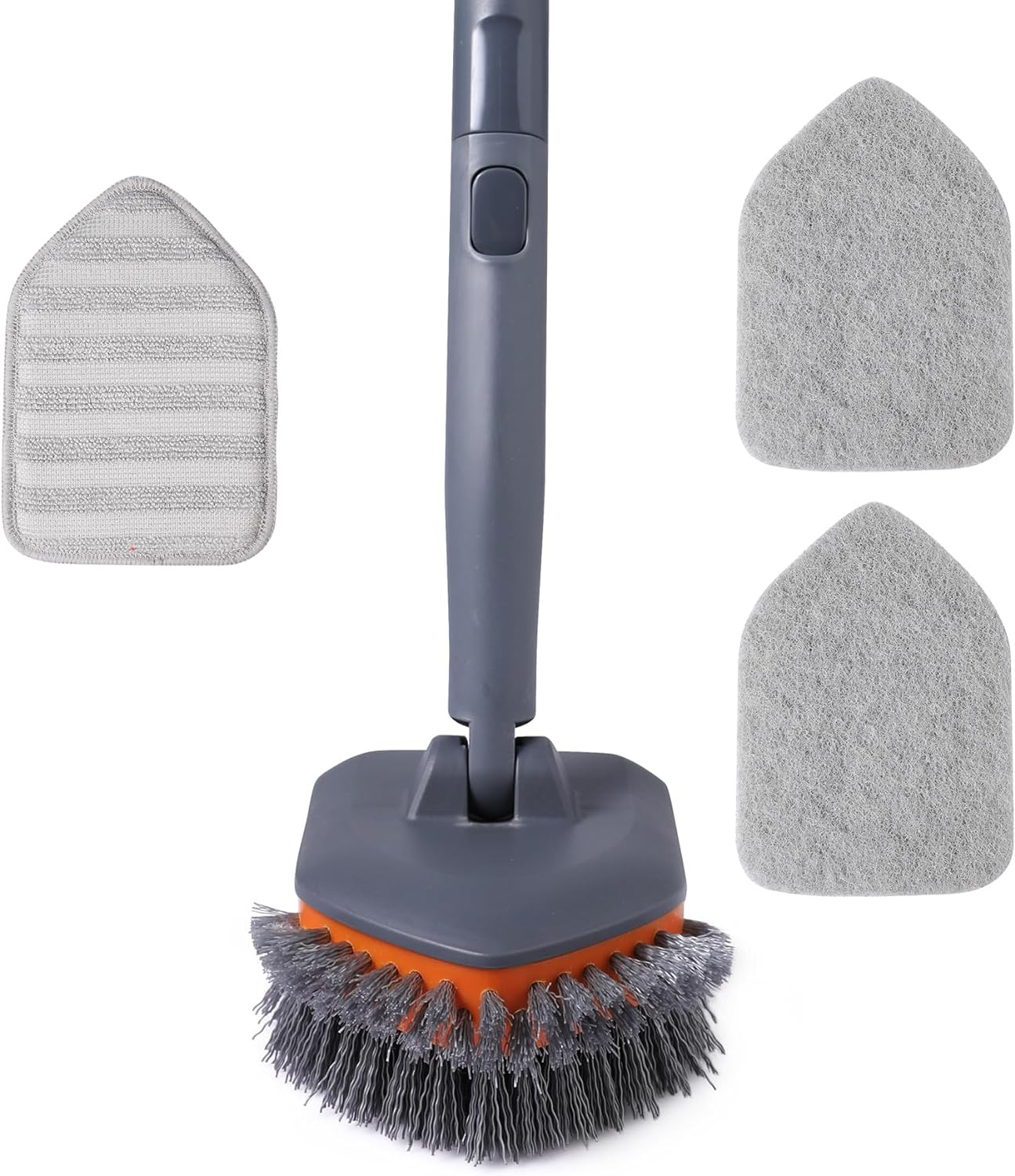Tub Tile Scrubber Brush with 3 Different Function Cleaning Pads and 56″ Extendab