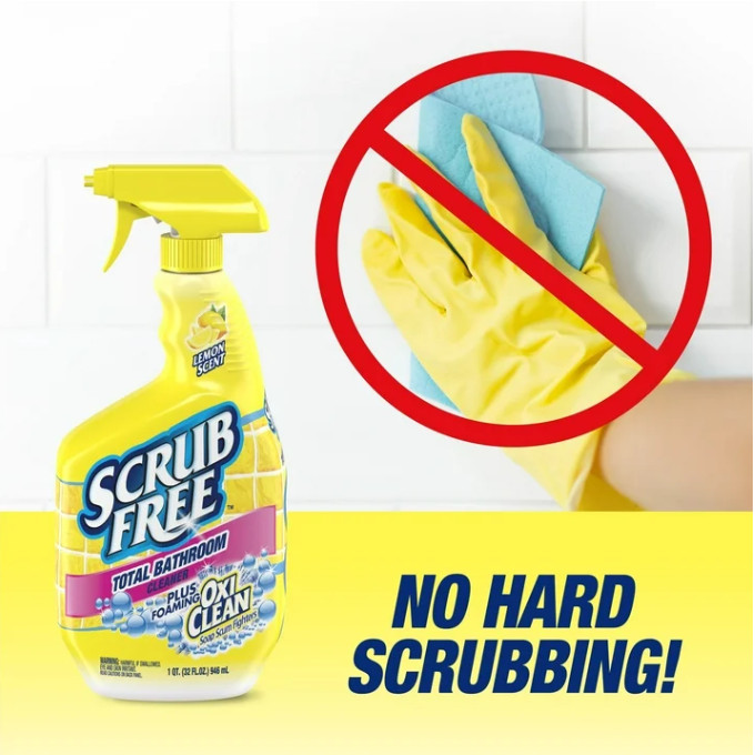 2 Pack Scrub Free Total Bathroom Cleaner with OxiClean, Lemon Scent, 32 fl oz