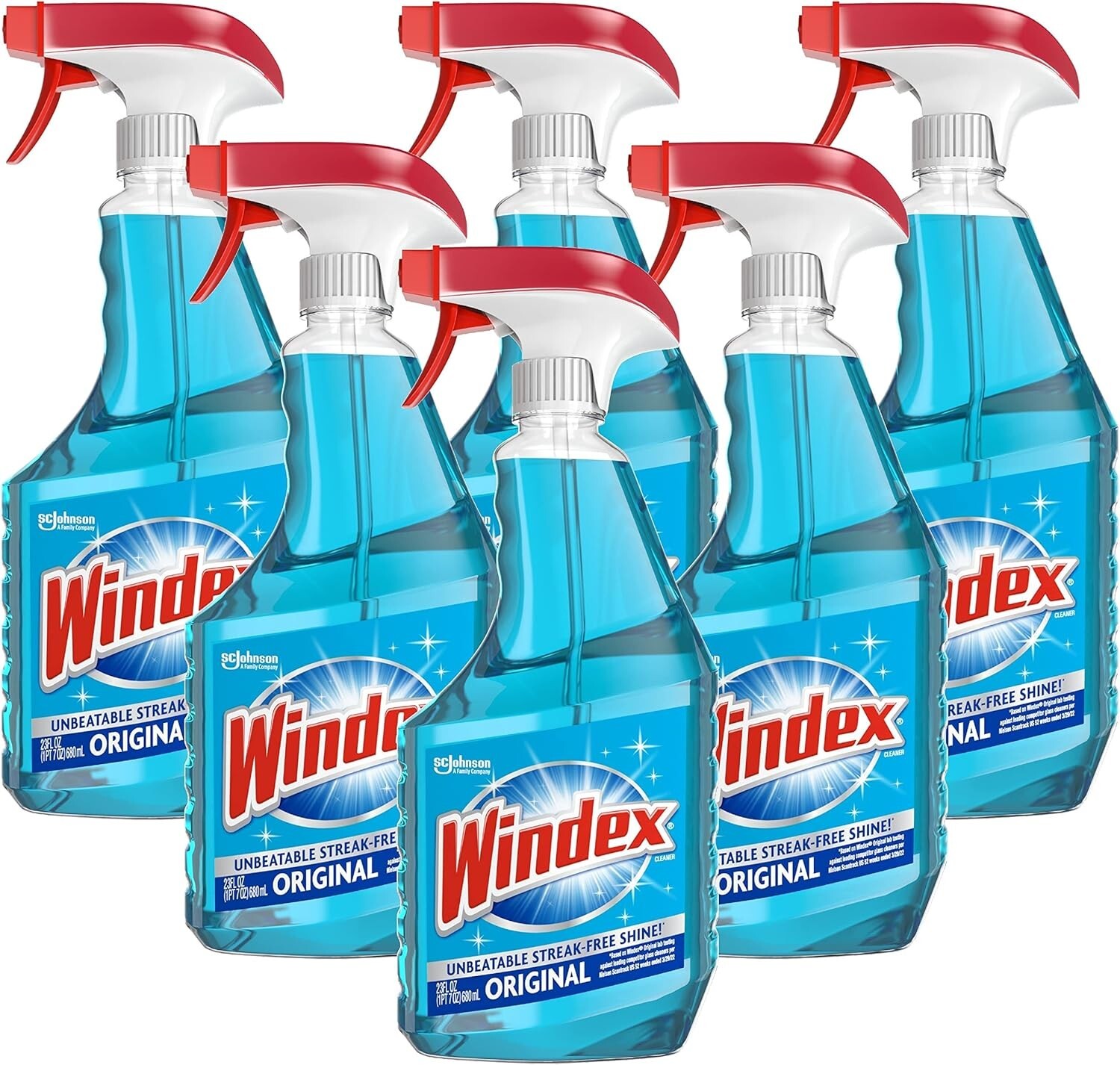 Glass & Window Cleaner Spray – Original Blue 23oz, 100% Recycled Bottle (6-Pack)
