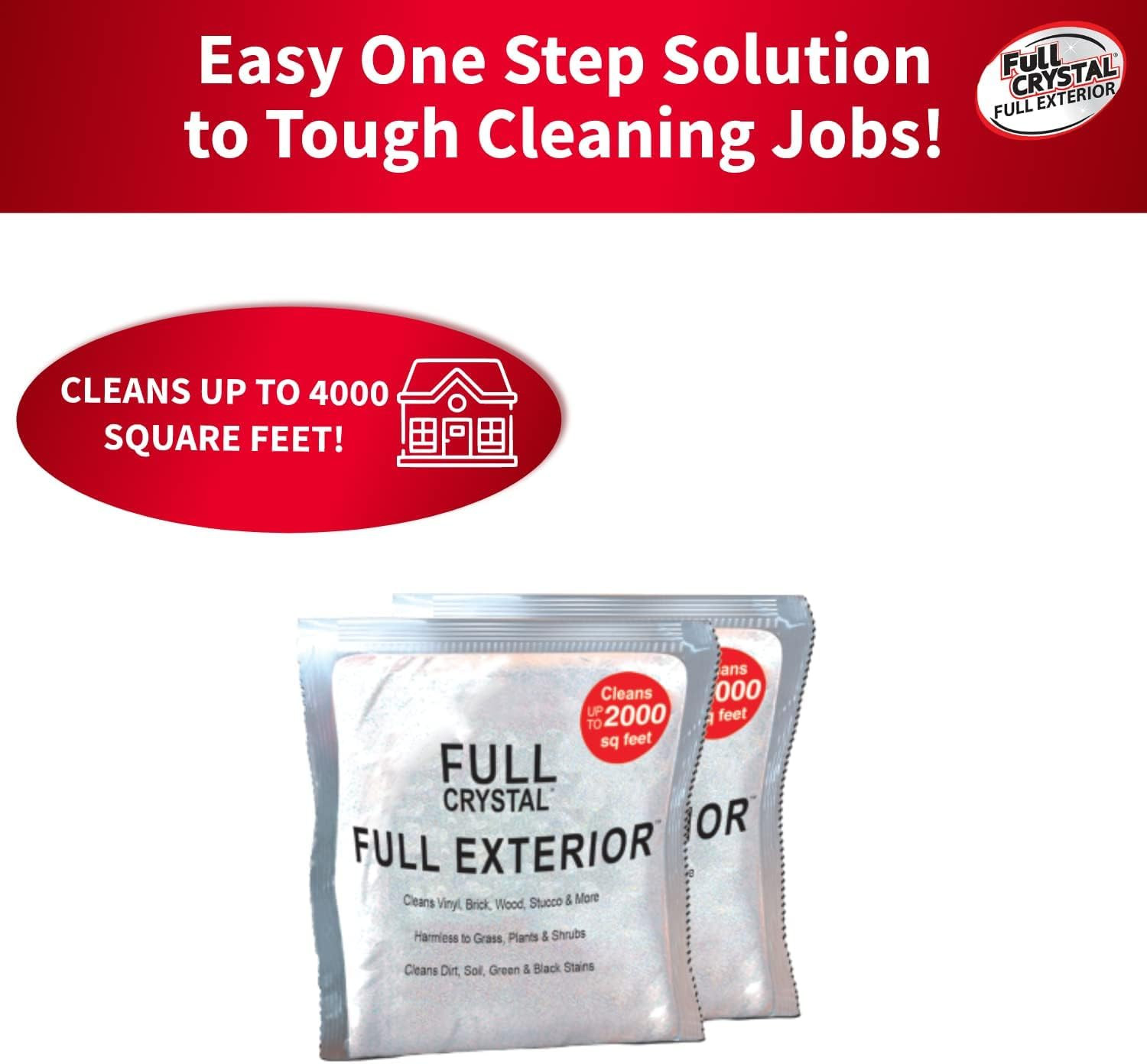 Full Exterior Refill Kit – Crystal Powder Outdoor Cleaner Packets, 8 Oz, Each 4