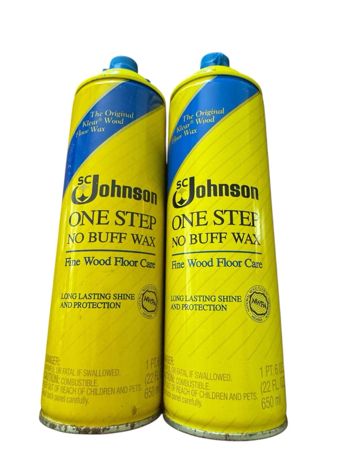2 SC Johnson One Step No Buff Wax Fine Wood Floor Care Partial Cans Discontinued
