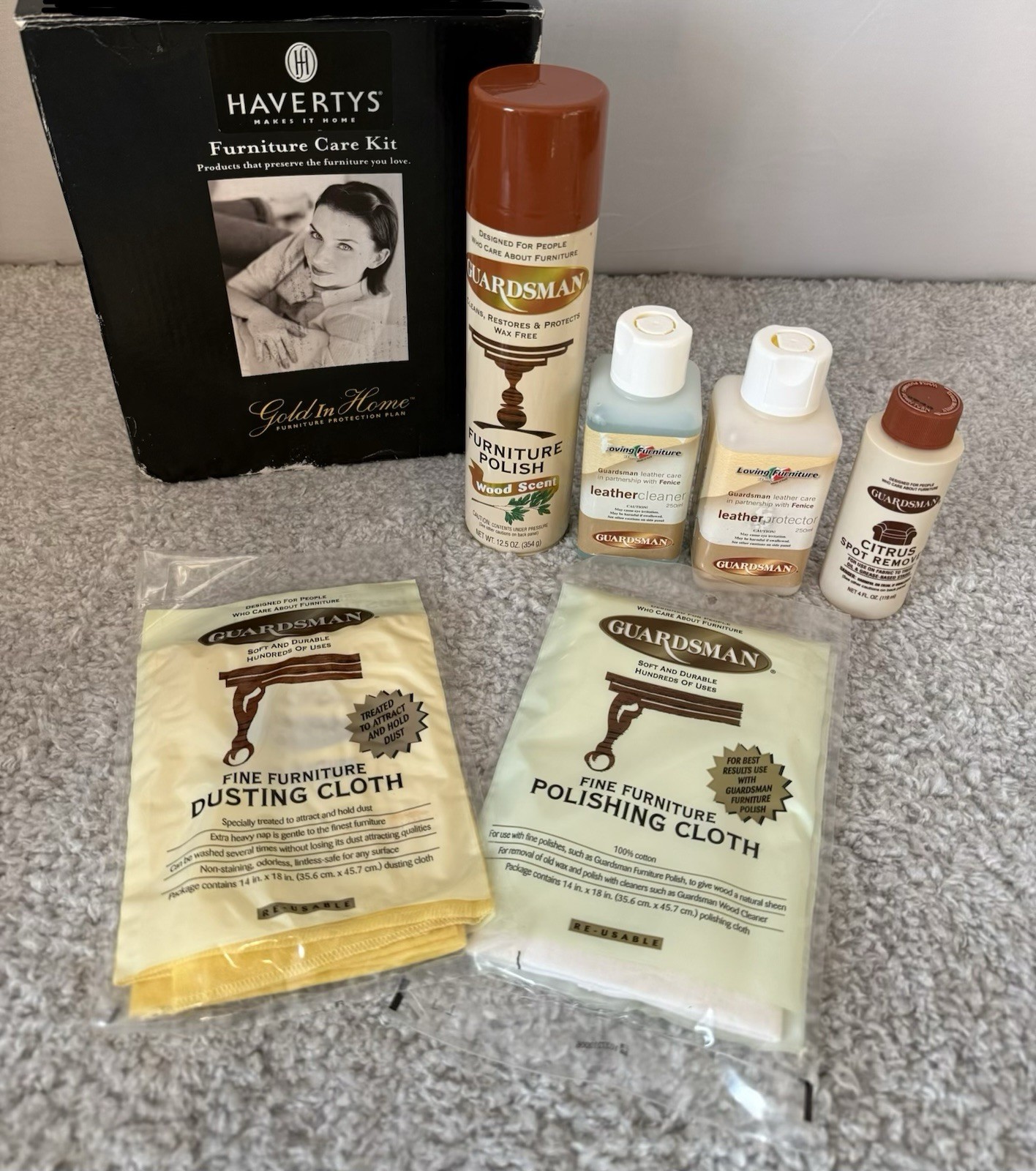 Vintage Gold In Home Havertys Furniture Care Kit Original Box Complete Unused