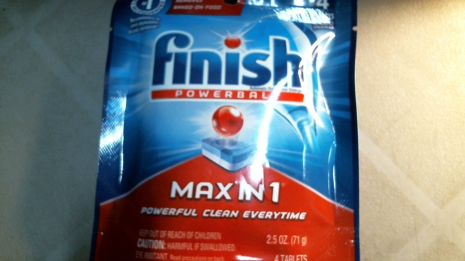 Finish Powerball Max-in-1 Automatic Dishwasher Detergent, Lot of 4, FREE SHIP