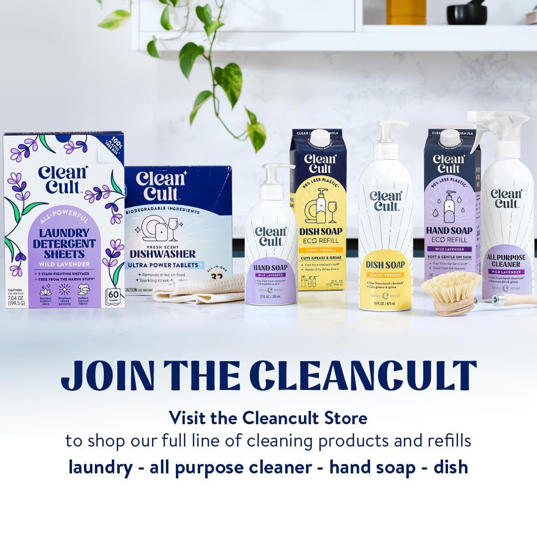 Cleancult Dish Soap Refill 32oz Lemon Verbena Plant-Based Grease Cleaner