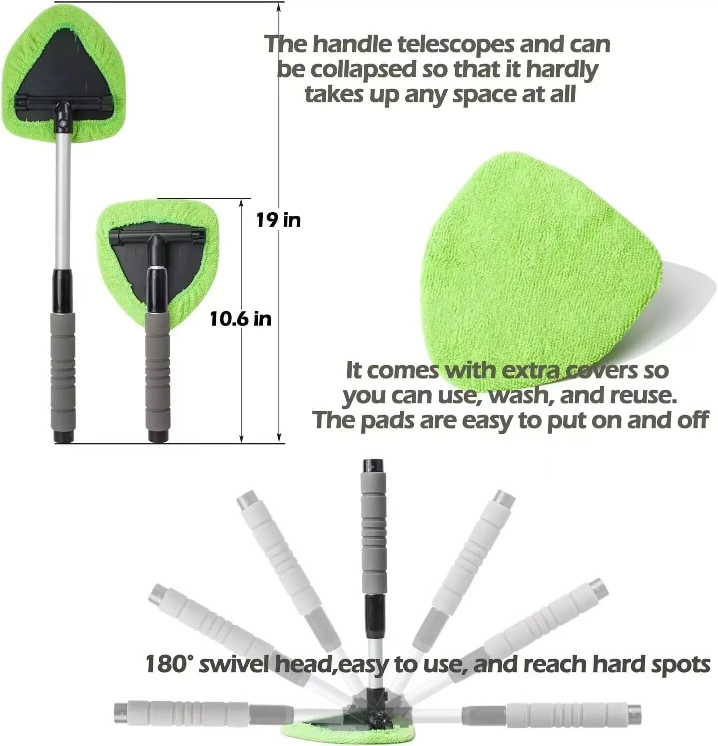 Windshield Cleaning Tool Kit Car Window Glass Wiper Cleaner Brush Pad Extendable