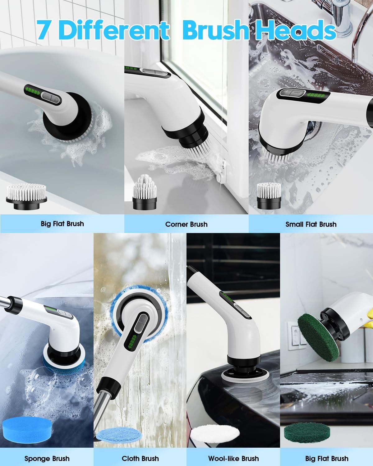 Electric Spin Scrubber for Cleaning Bathroom: Cordless Power Shower Scrubber …