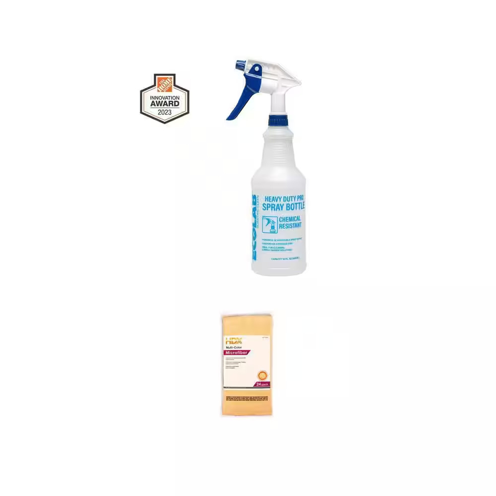 32 oz Spray Bottle Adjustable Nozzle 16×16 Microfiber Towel 25 Pack Combo
