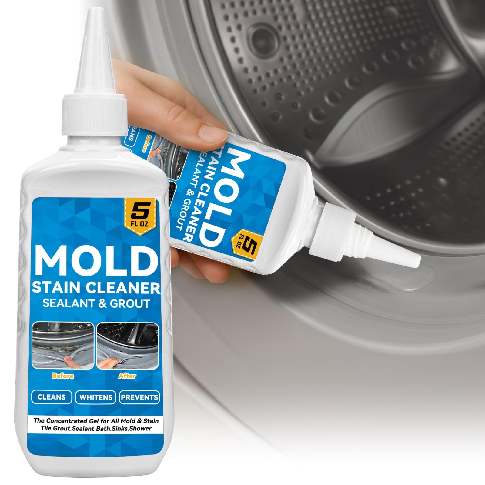 Mold Stain Cleaner, 8 Floz Washing Machine Cleaner Gel with Brush, Household …