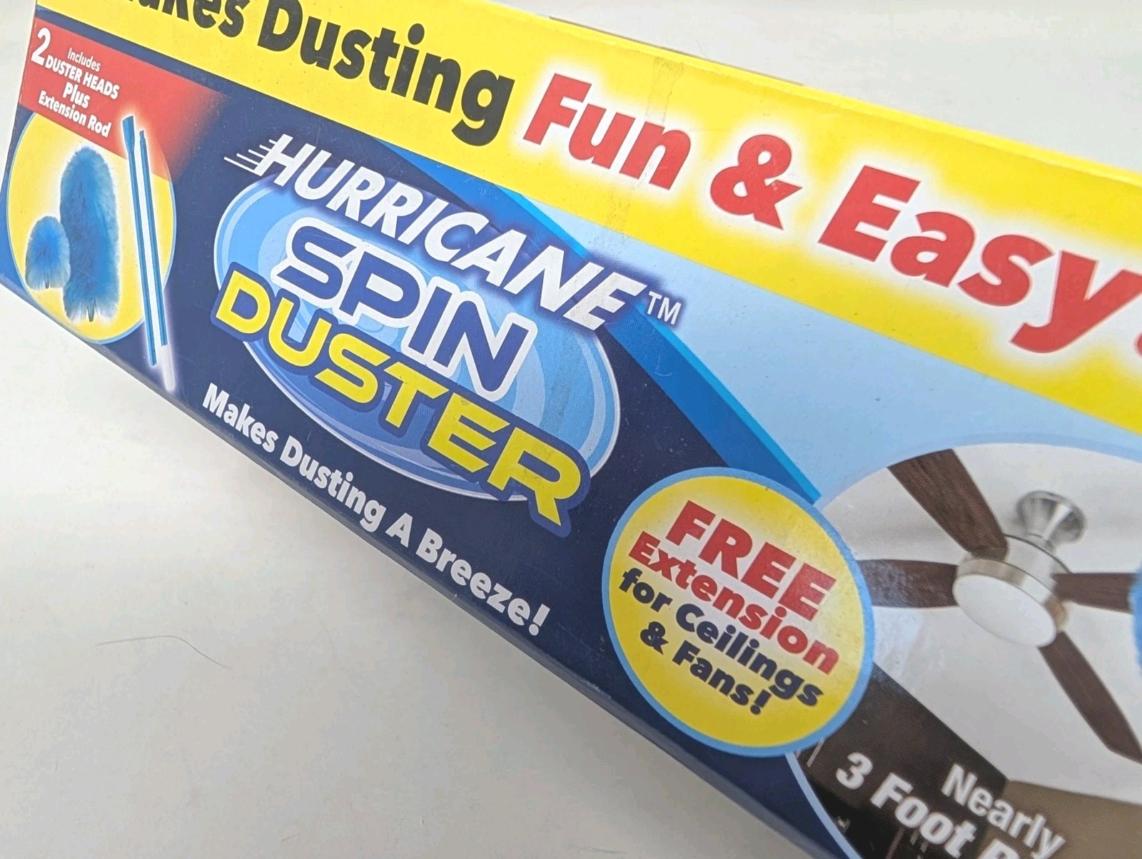 Hurricane Spin Duster Motorized Dust Wand w/ Extension for Ceilings & Fans NOS