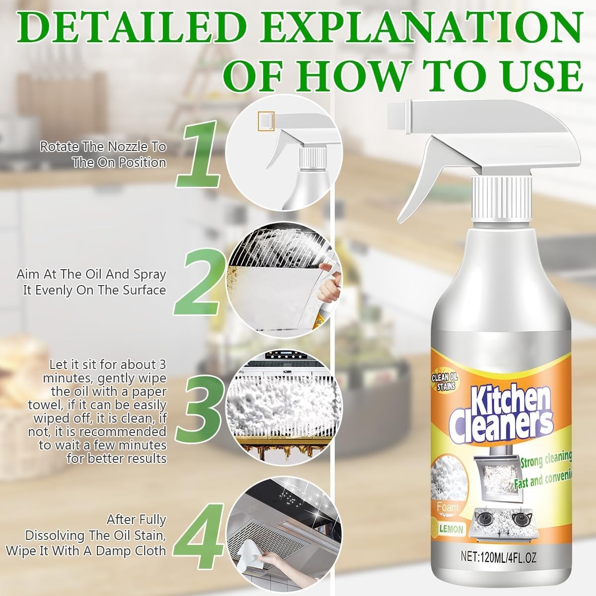 Powerful Kitchen Foam Cleaner – Stubborn Stains Remover for Stoves & Pots (2PCS)