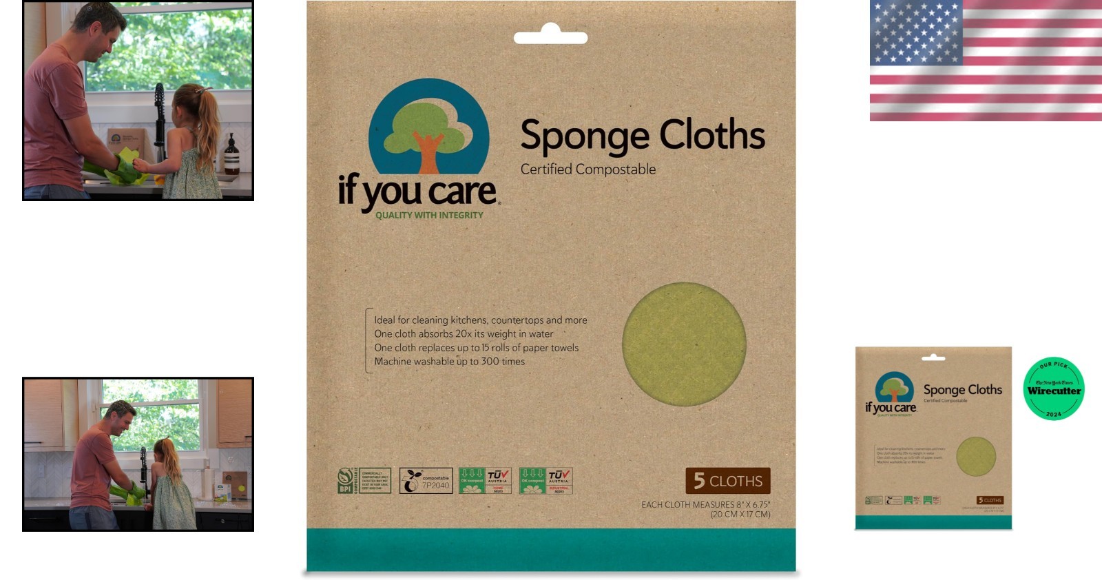 5 Count Eco-Friendly Natural Sponge Cloths – Extra Absorbent Rags for Home