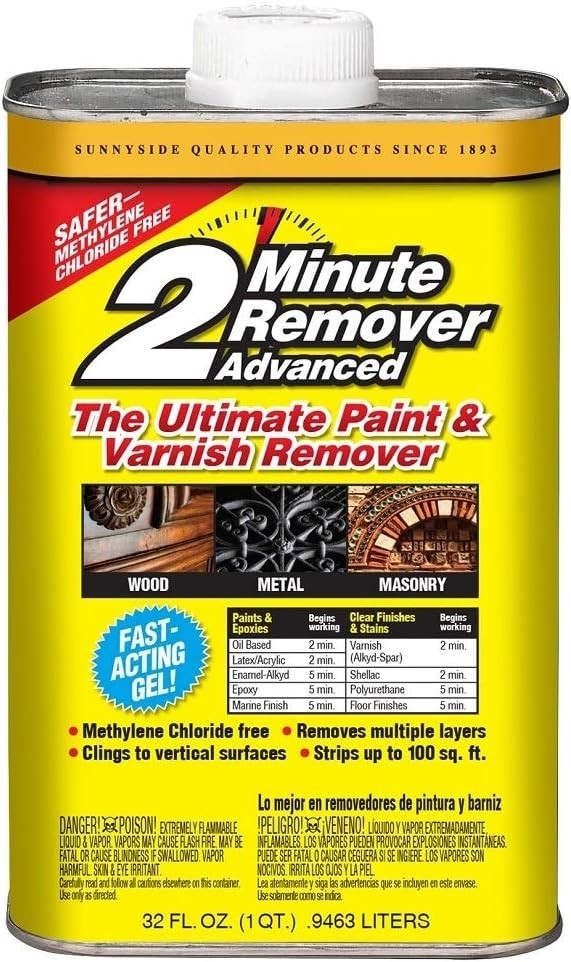 Sunnyside 2-Minute Remover Advanced Paint & Varnish Remover Gel, Quart