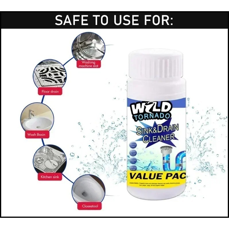 1~5x Wild Tornado Powerful Sink Drain Cleaner High Efficiency Clogging Cleaner