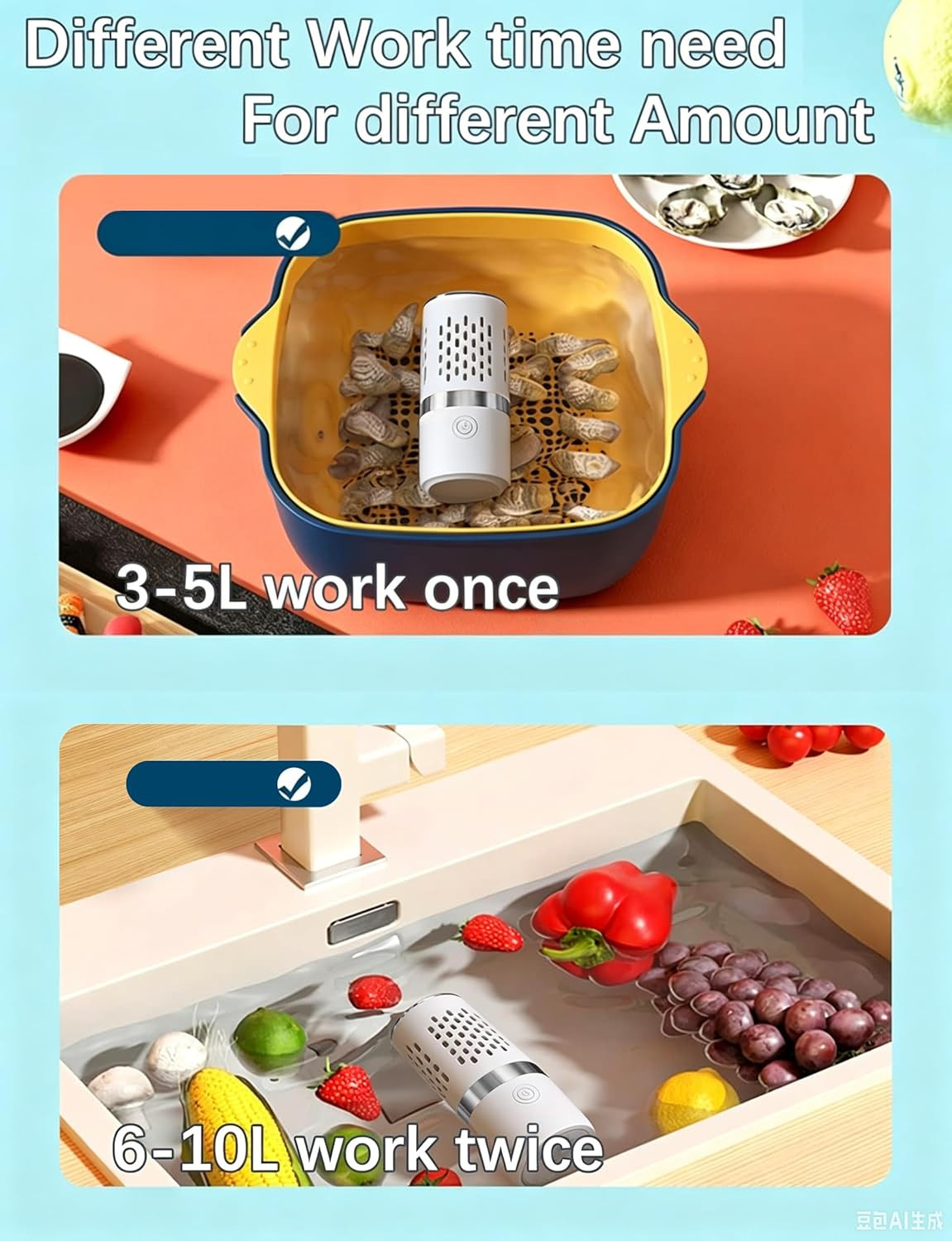 Vegetable and Fruit Cleaner Machine, Purified Water-Proof Fruit Cleaning Device
