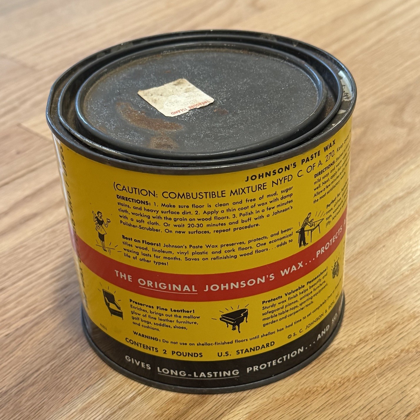 SC Johnson’s Paste Wax 2 lb Tin – Vintage Original Early Formula – 75+% Full!