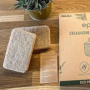 Natural Plant Based Scrub Sponges (12 Pack), Non-Scratch, Biodegradable Eco