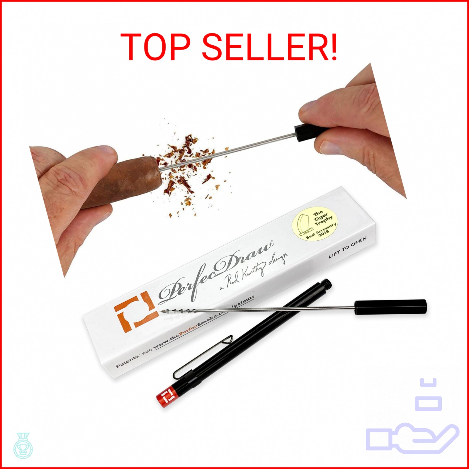 Perfec – PerfecDraw Patented Cigar Draw Enhancer Tool and Nubber, 5 inches