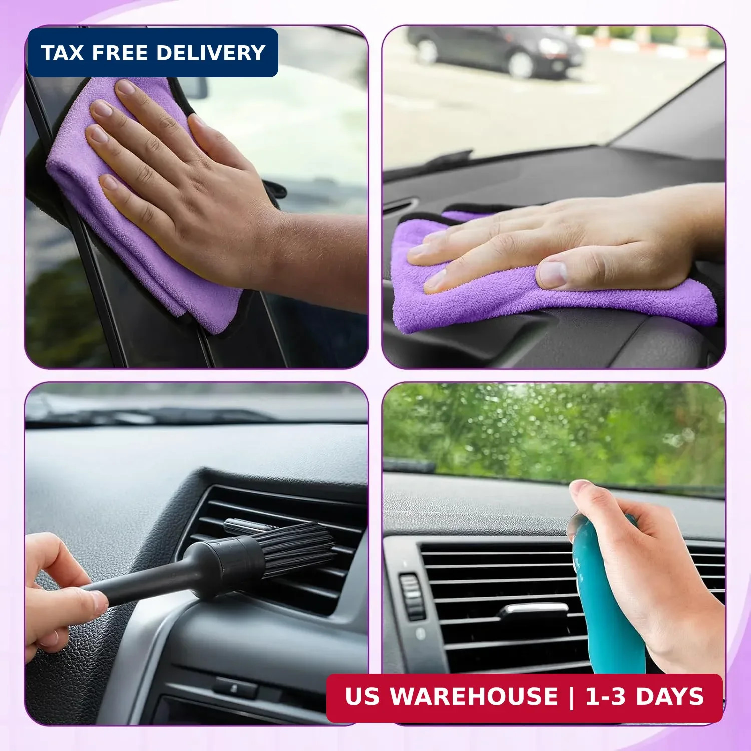 16 Pcs Windshield Cleaner Tool, Car Cleaning Kit with Various Detailing Brushes