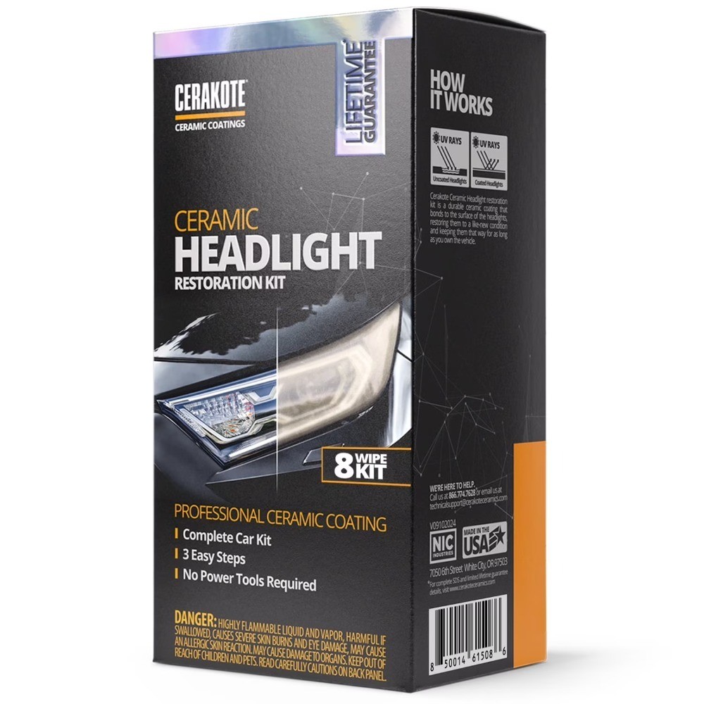Professional Headlight Restoration Kit, Quick 3-Step Lens Cleaner with 8