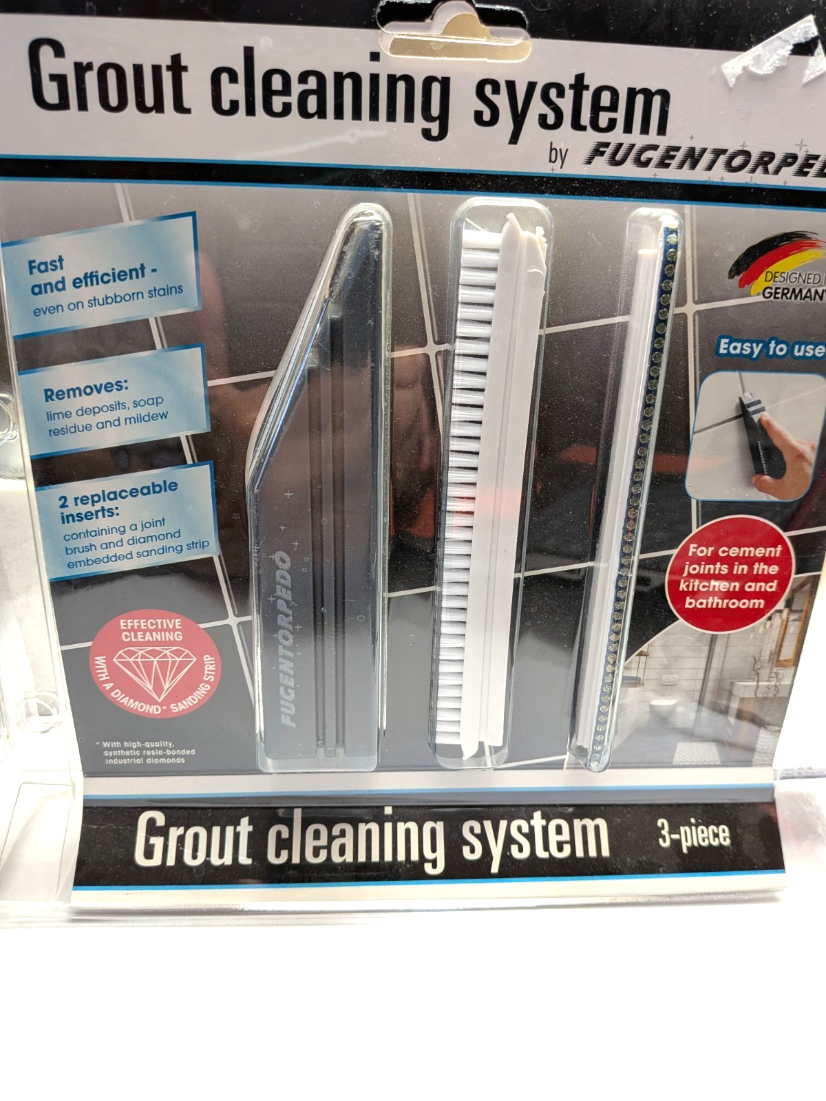 Grout Cleaning System by Fugentorpedo Diamond Sanding Strip and Brush