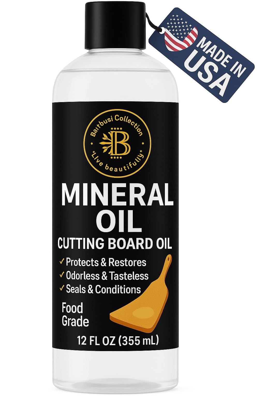 Mineral Oil for Wood Cutting Board – 12oz Food Cutting Board Oil + Butcher Bl…