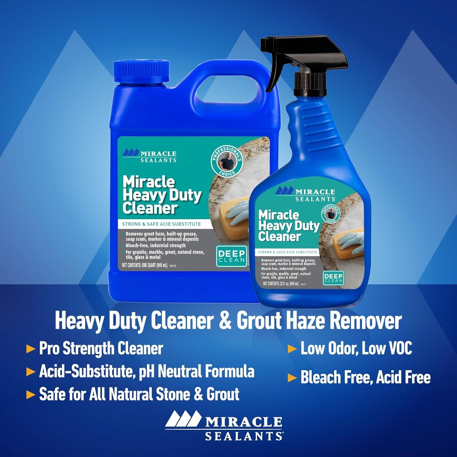 Miracle PH Neutral Non-Acidic Cleaner for Grout & Tile – 32 Oz, Safe & Effective
