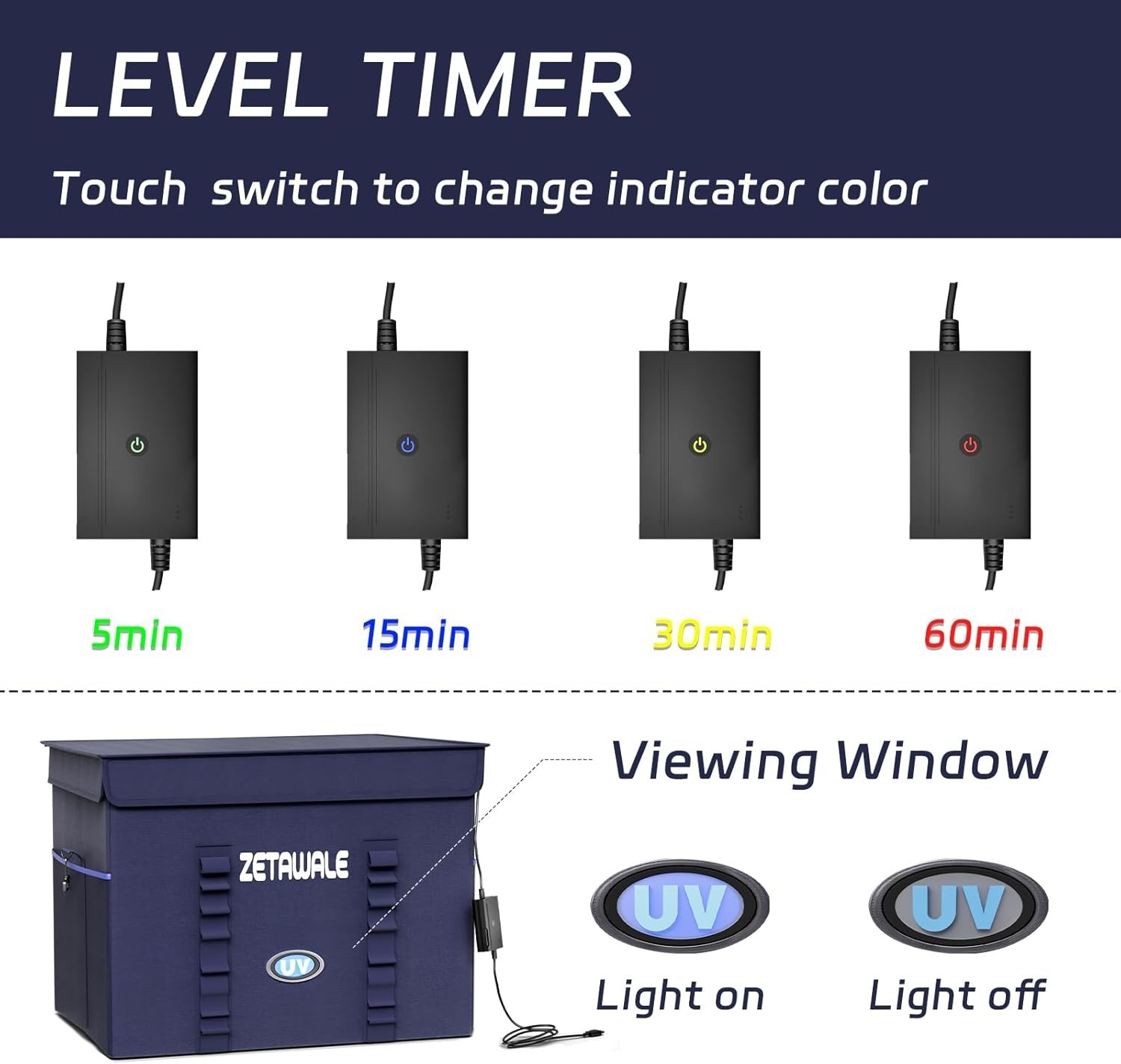 UV Light Sanitizer Box Foldable Large Capacity with Timer for Cell Phones Toys