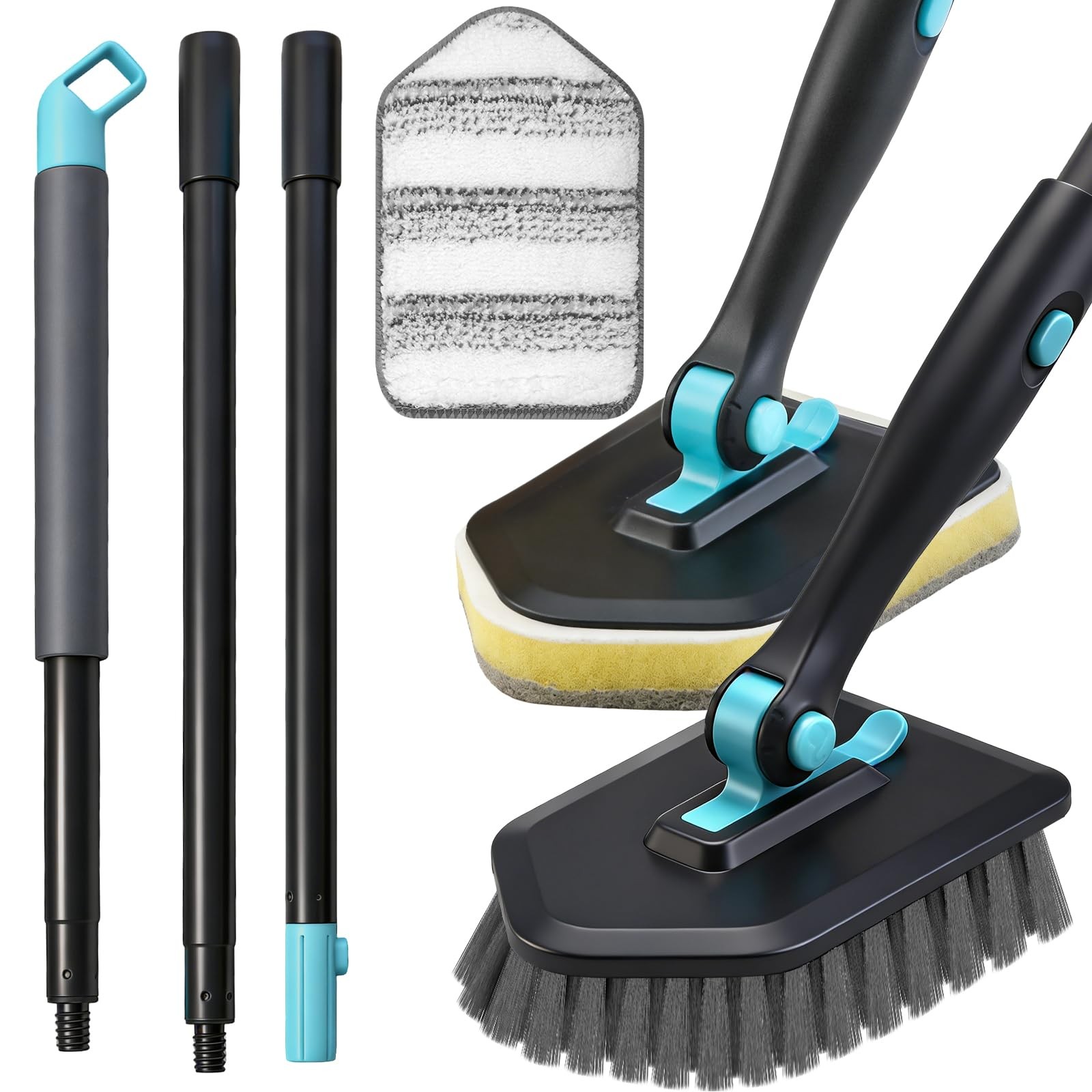 Long Handled Scrub Brush for Shower,3-in-1 Cleaning Brushes with 3 Different …