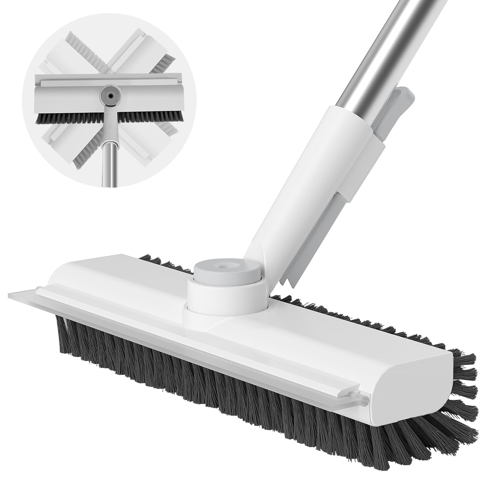 Heavy-Duty Floor Scrub Brush with Long Handle – 3-in-1 Stiff Bristle Cleaner for