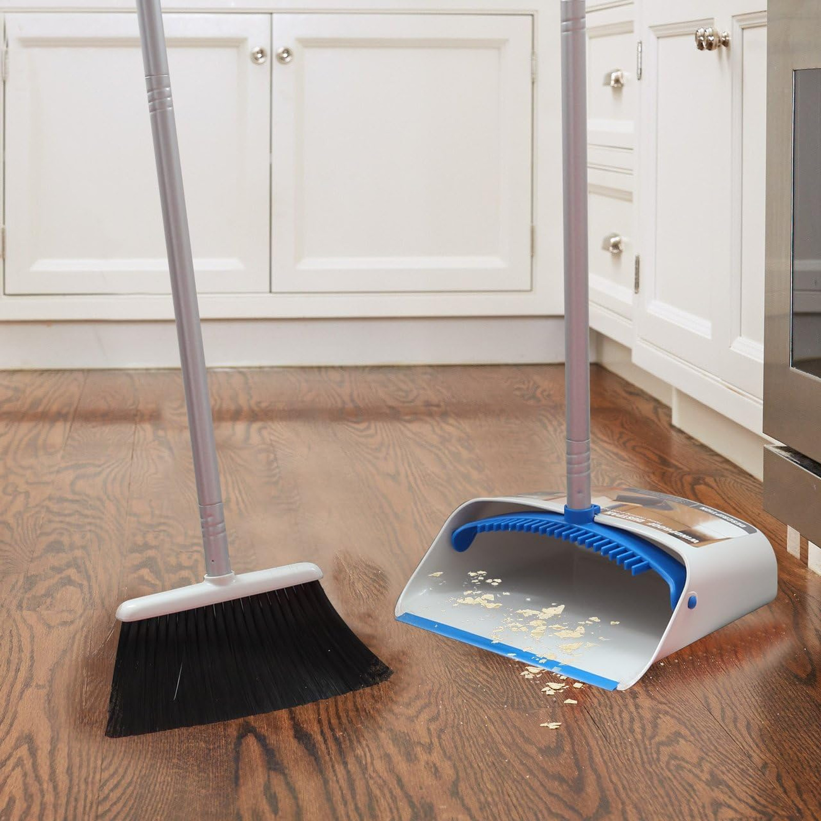 Long Handle Broom and Dustpan Set Upright Dust Pan Combo for Home Kitchen Office