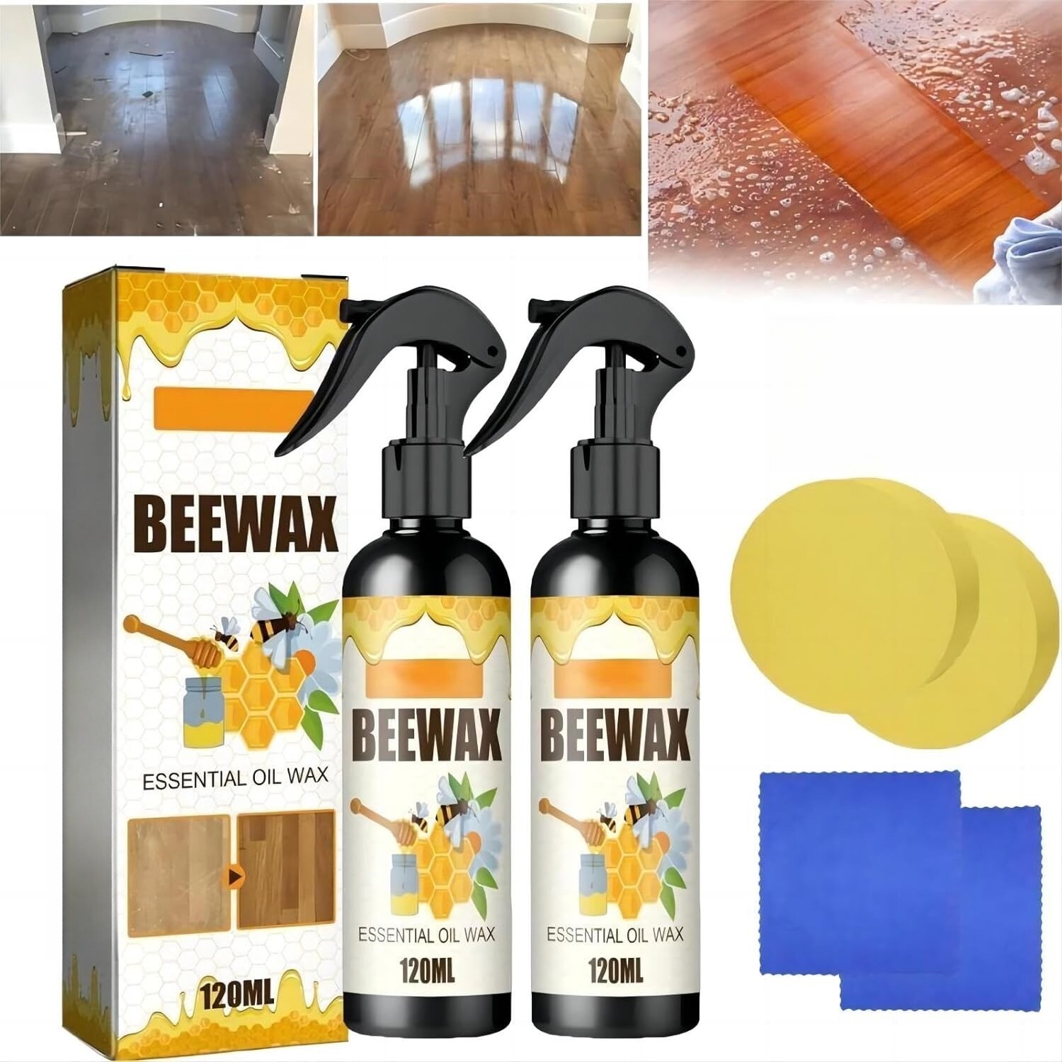 Beeswax Multi-Surface Floor Polish Spray, Waterproof Anti-Crack Home Care