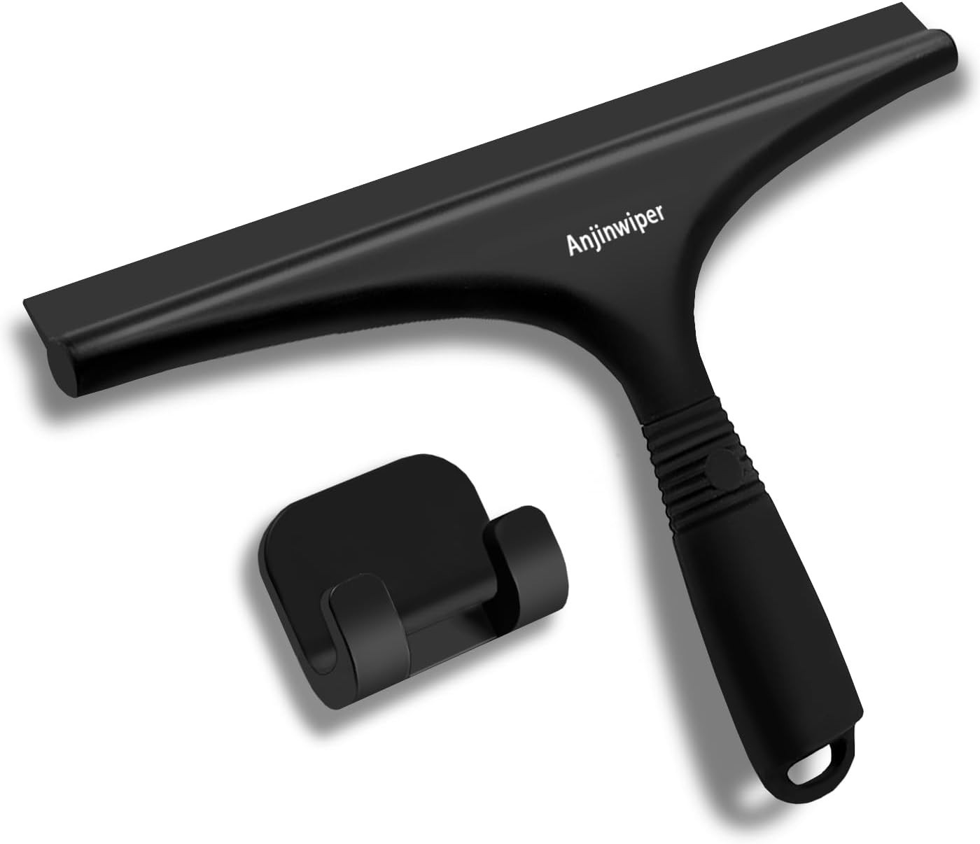 10 Inch Black Shower Squeegee with Silicone Blade for Windows and Mirrors