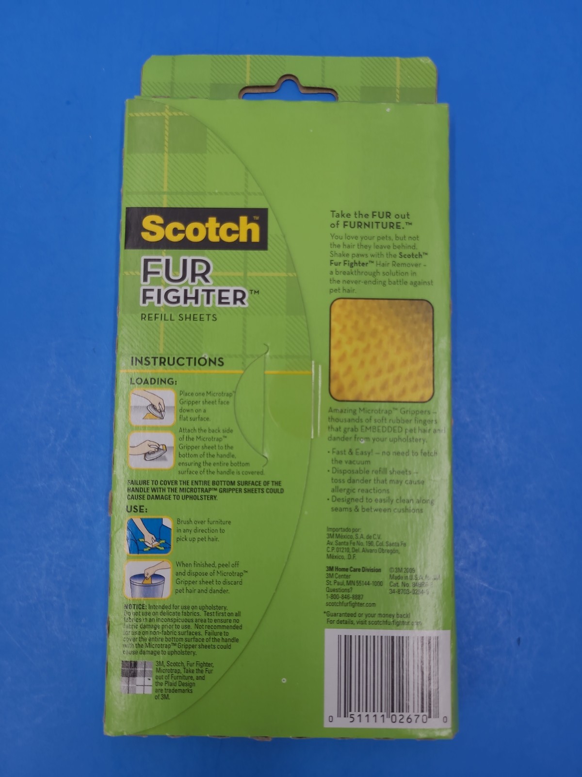 Scotch Fur Fighter Refill 8 Sheets New Pack Upholstery Pet Hair Fur Remover