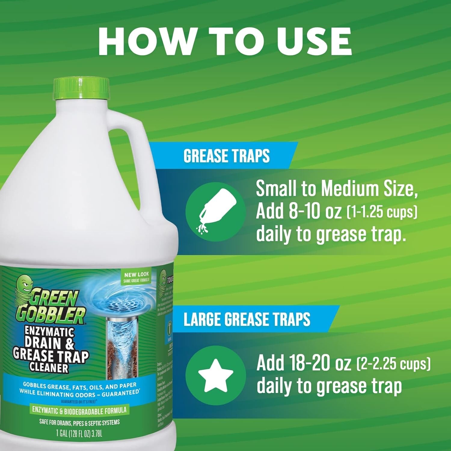 Enzyme Drain Cleaner – Controls Odors & Breaks Down Grease, Paper, Fat – 1 Ga…