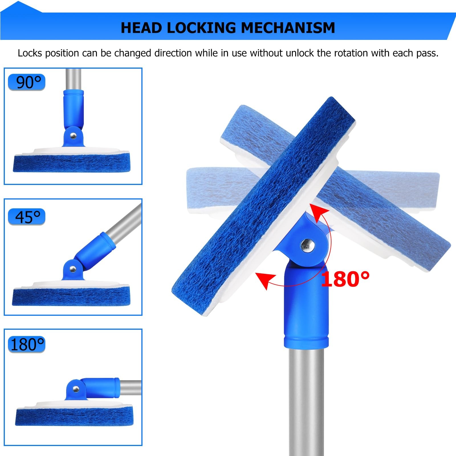 Shower Cleaning Brush with Locking Head, 3 in 1 Tub Tile Scrubber Brush with …