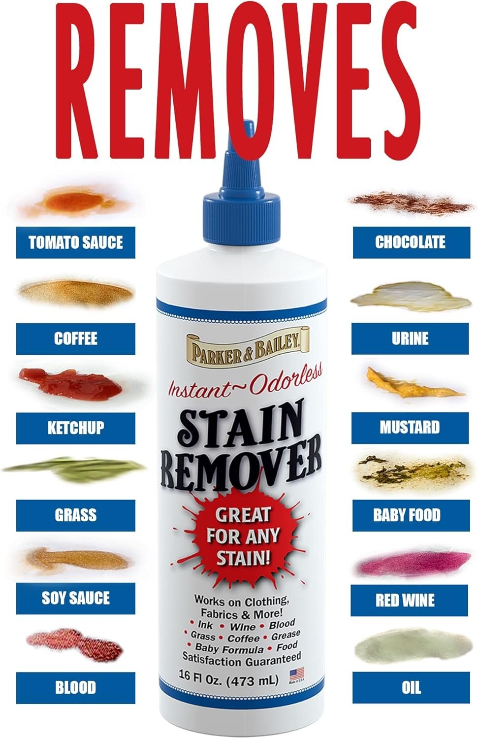 Odorless 16oz Stain Remover for Blood, Chocolate & More – Multi-Surface Solution