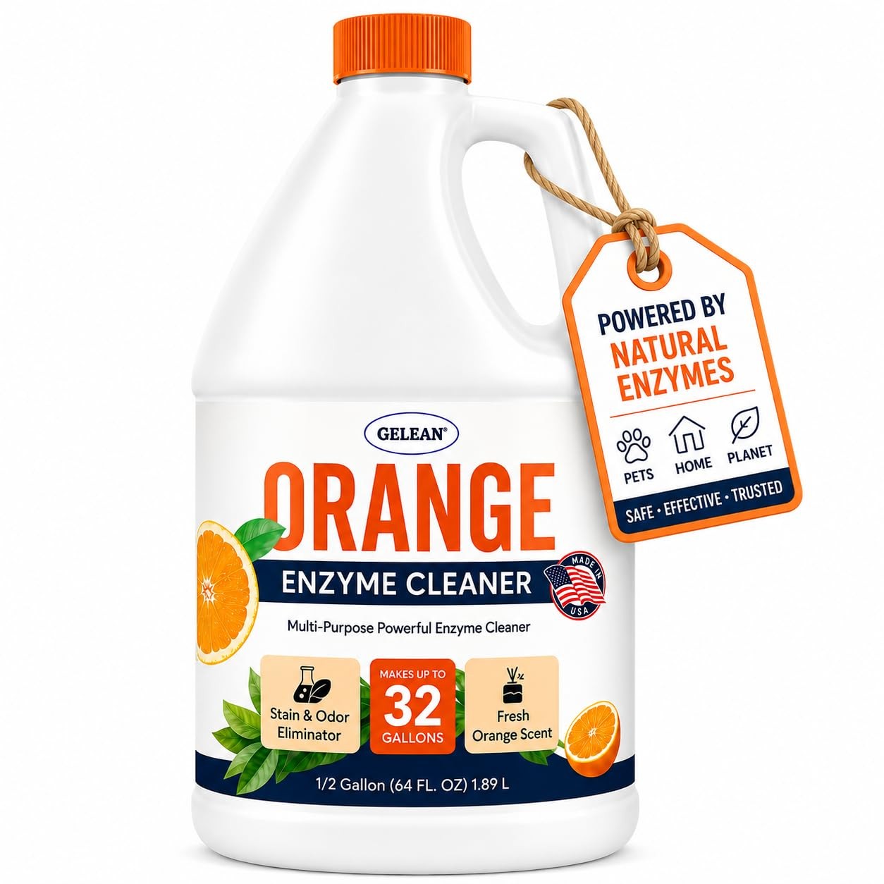 Multi-Purpose Probiotic Enzyme orange Cleaner, 1/2 Gallon (64 oz.) – Pet Stai…