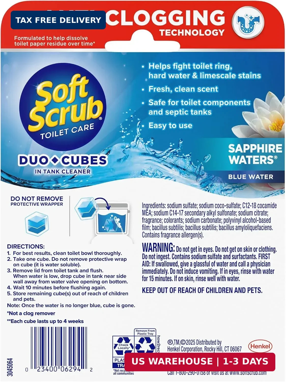 Soft Scrub In-Tank Toilet Cleaner Duo-Cubes, Sapphire Waters, 4 Count