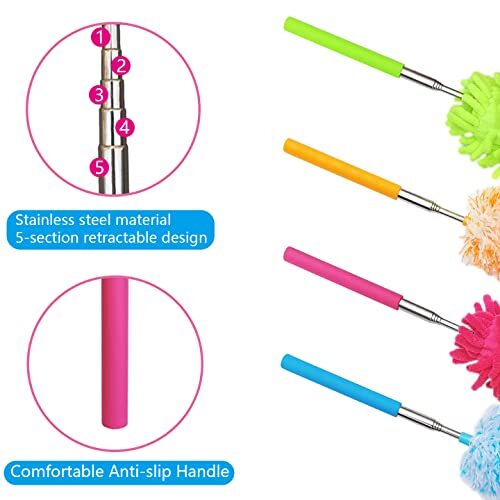 4Pcs Extendable Microfiber Duster Telescoping Car Window Office Cleaning Dusters